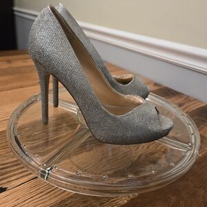 Badgley Mischka Silver Glitter Heels